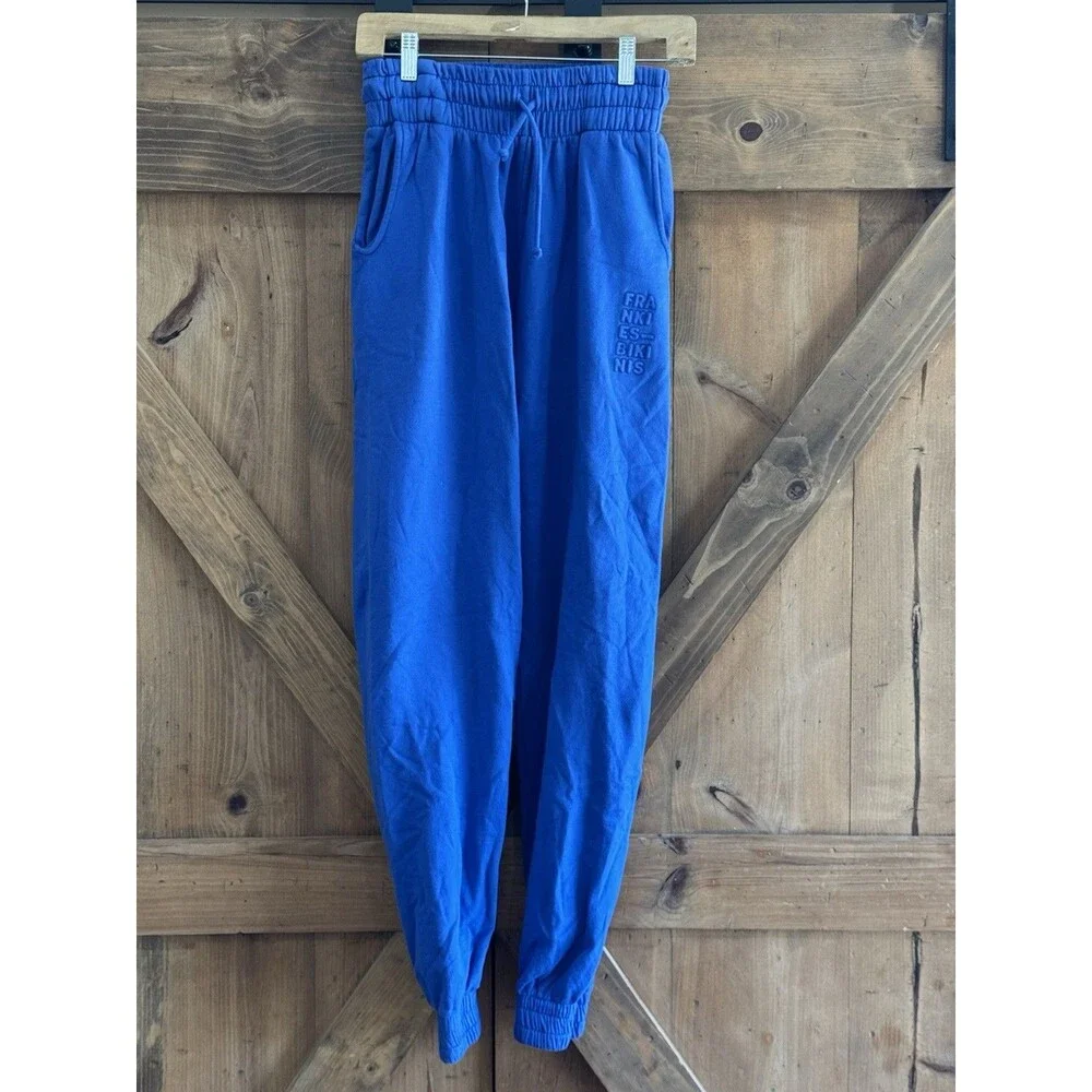 FRANKIES BIKINIS Frank Sweatpants Joggers Swim Cover Blue Women's Sz M New